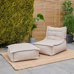 icon Dolce Indoor Outdoor Bean Bag Lounger & Footstool Grey Patio Chairs in Beige - thumbnail 1