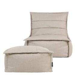 icon Dolce Indoor Outdoor Bean Bag Lounger & Footstool Grey Patio Chairs in Beige - thumbnail 4