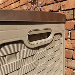Samuel Alexander 335 Litre Rattan Style Garden Cushion Storage Box with Sit on Lid - Dark Brown - thumbnail 4
