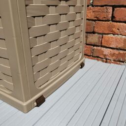 Samuel Alexander 335 Litre Rattan Style Garden Cushion Storage Box with Sit on Lid - Dark Brown - thumbnail 5