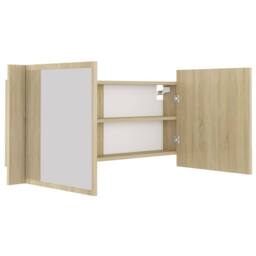 Berkfield Home LED Bathroom Mirror Cabinet Sonoma Oak 100x12x45 cm in Brown - Size: 100 x 12 x 45 cm - thumbnail 5
