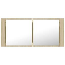 Berkfield Home LED Bathroom Mirror Cabinet Sonoma Oak 100x12x45 cm in Brown - Size: 100 x 12 x 45 cm - thumbnail 4