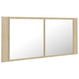 Berkfield Home LED Bathroom Mirror Cabinet Sonoma Oak 100x12x45 cm in Brown - Size: 100 x 12 x 45 cm - thumbnail 3