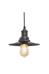 Industville Brooklyn Flat Pendant, 8 Inch, Pewter, Pewter Holder in Dark Grey - thumbnail 1