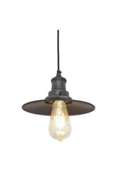 Industville Brooklyn Flat Pendant, 8 Inch, Pewter, Pewter Holder in Dark Grey - thumbnail 2