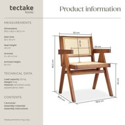 tectake Dining Chair Lizzy Per Piece - Dark Oak in Dark Brown - Size: 1 Pack - thumbnail 6