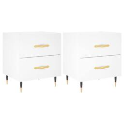Berkfield Home Modern Bedside Cabinets 2 pcs White 40x35x47.5 cm Engineered Wood - thumbnail 3