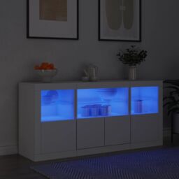 Berkfield Home Sideboard with LED Lights White 142.5x37x67 cm - thumbnail 1