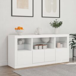 Berkfield Home Sideboard with LED Lights White 142.5x37x67 cm - thumbnail 3