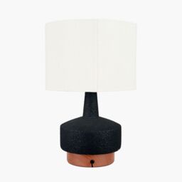 Ruma Set of 2 Elio Black & Wood Effect Textured Ceramic Table Lamp - thumbnail 5