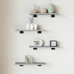 Berkfield Home Wall Shelves 4 pcs Grey Sonoma 40x10x1.5 cm Engineered Wood - thumbnail 2