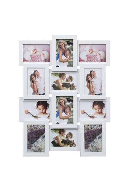 Arpan Multi Aperture Picture Wooden Photo Frame Holds 12 x 6x4 Inch Photo Frames, Collage Picture Wall-Mounted Frame in White - image 1