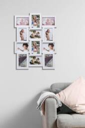 Arpan Multi Aperture Picture Wooden Photo Frame Holds 12 x 6x4 Inch Photo Frames, Collage Picture Wall-Mounted Frame in White - thumbnail 6