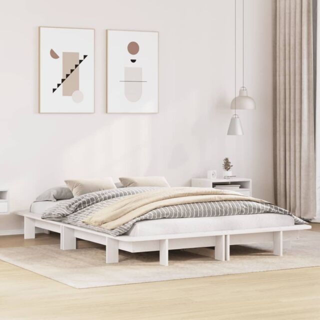 Berkfield Home Bed Frame without Mattress White 150x200 cm King Size Solid Wood Pine - image 1
