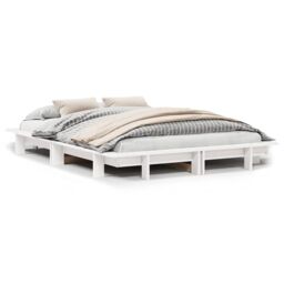 Berkfield Home Bed Frame without Mattress White 150x200 cm King Size Solid Wood Pine - thumbnail 2