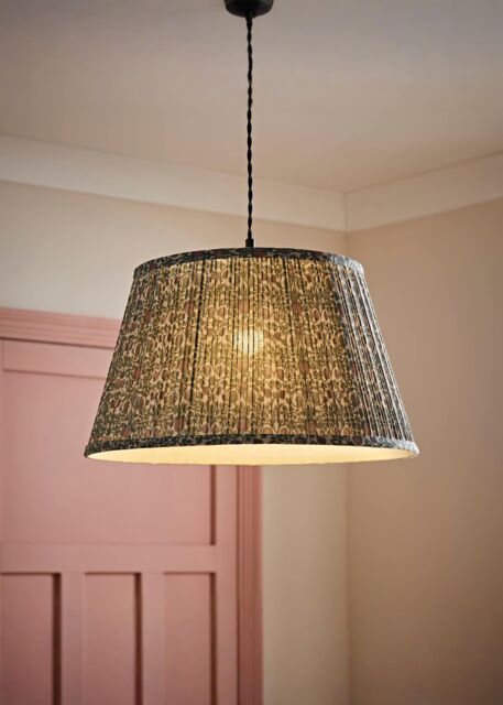 ValueLights Abel Pleated Tapered Floral Easy Fit Ceiling Light Lamp Shade & Bulb in Green - Size: Large - image 1