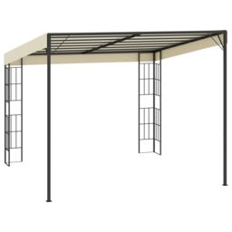 Berkfield Home Wall-mounted Gazebo 3x3 m Cream Fabric in Beige - thumbnail 4