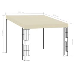 Berkfield Home Wall-mounted Gazebo 3x3 m Cream Fabric in Beige - thumbnail 6