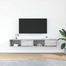 Berkfield Home TV Cabinets 2 pcs Grey Sonoma 80x31x25.5 cm Engineered Wood - thumbnail 3
