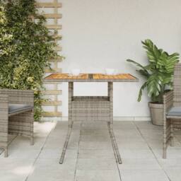 Berkfield Home Garden Table with Acacia Wood Top Grey 80x80x75 cm Poly Rattan - Size: 80 x 80 x 75 cm - thumbnail 1
