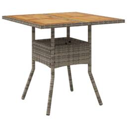 Berkfield Home Garden Table with Acacia Wood Top Grey 80x80x75 cm Poly Rattan - Size: 80 x 80 x 75 cm - thumbnail 3