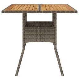 Berkfield Home Garden Table with Acacia Wood Top Grey 80x80x75 cm Poly Rattan - Size: 80 x 80 x 75 cm - thumbnail 4