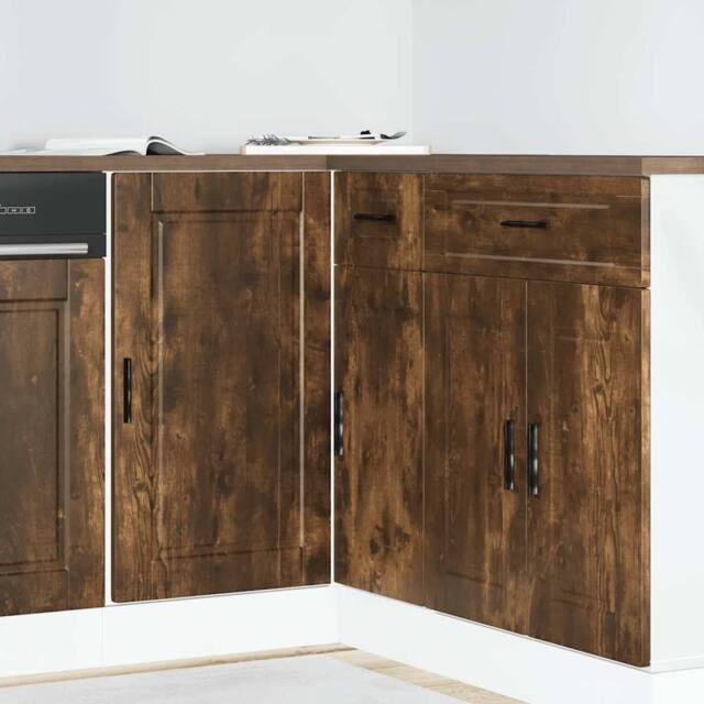 Berkfield Home Kitchen Base Cabinet Porto Smoked Oak Engineered Wood in Brown - image 1