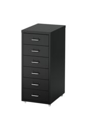 Living and Home 6 Drawers Vertical File Cabinet with Wheels Living Room Storage Cabinet Bedroom Black Bedside Table - thumbnail 4
