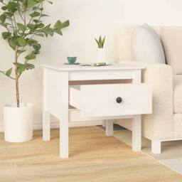 Berkfield Home Side Tables 2 pcs White 50x50x49 cm Solid Wood Pine - Size: 50 x 50 x 49 cm - thumbnail 5