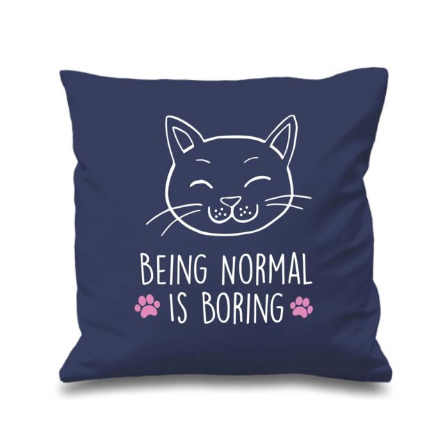 "60 SECOND MAKEOVER Navy Cushion Cover Being Normal Is Boring 16"" x 16"" Mum Friend Gift Decorative - Size: 40 cm x 40 cm"