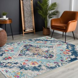 Livabliss Floransa-Vintage Blue Beige Grey Pink Traditional Boho Living Dining Rug - Size: 160 cm x 215 cm - thumbnail 8