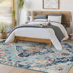Livabliss Floransa-Vintage Blue Beige Grey Pink Traditional Boho Living Dining Rug - Size: 160 cm x 215 cm - thumbnail 7