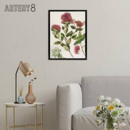 "Artery8 New Zealand Rata Flowers Illustration Featon Framed Canvas Wall Art in Beige - Size: W12"" x H16""" - thumbnail 3