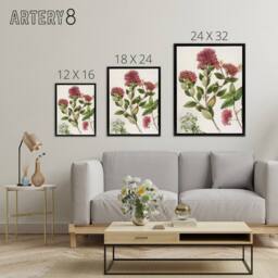 "Artery8 New Zealand Rata Flowers Illustration Featon Framed Canvas Wall Art in Beige - Size: W12"" x H16""" - thumbnail 4