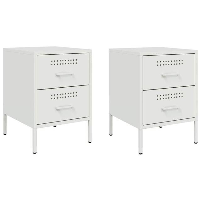 Berkfield Home Bedside Cabinets 2 pcs White 36x39x50.5 cm Steel - image 1