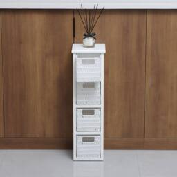 Home Source White Chest 4 Rattan Storage Drawers Home Organiser Fully Assembled - thumbnail 4