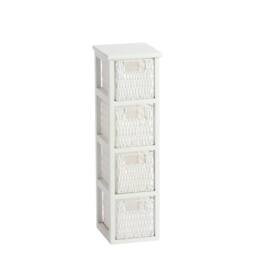 Home Source White Chest 4 Rattan Storage Drawers Home Organiser Fully Assembled - thumbnail 5