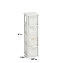 Home Source White Chest 4 Rattan Storage Drawers Home Organiser Fully Assembled - thumbnail 6