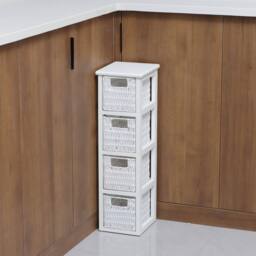 Home Source White Chest 4 Rattan Storage Drawers Home Organiser Fully Assembled - thumbnail 2