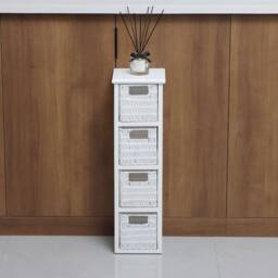 Home Source White Chest 4 Rattan Storage Drawers Home Organiser Fully Assembled - thumbnail 3