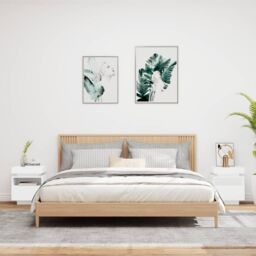 Berkfield Home Bedside Cabinets with LED Lights 2 pcs White 40x39x48.5 cm - thumbnail 3