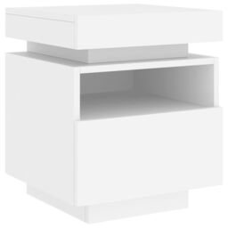 Berkfield Home Bedside Cabinets with LED Lights 2 pcs White 40x39x48.5 cm - thumbnail 6