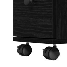 Berkfield Home Narrow Bathroom Cabinet with Wheels Black Oak Engineered Wood - thumbnail 8