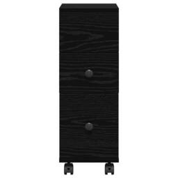 Berkfield Home Narrow Bathroom Cabinet with Wheels Black Oak Engineered Wood - thumbnail 6