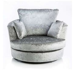 Furniture 786 Crushed Velvet Swivel Chair in Silver - thumbnail 2