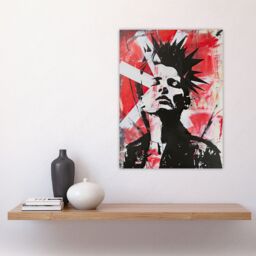 "Artery8 Red White Punk Portrait Street Art Mohawk Bold Wall Art Print - Size: W12"" x H16""" - thumbnail 4