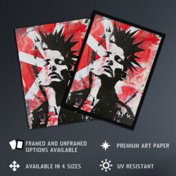 "Artery8 Red White Punk Portrait Street Art Mohawk Bold Wall Art Print - Size: W12"" x H16""" - thumbnail 2