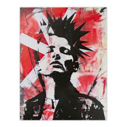 "Artery8 Red White Punk Portrait Street Art Mohawk Bold Wall Art Print - Size: W12"" x H16""" - thumbnail 1