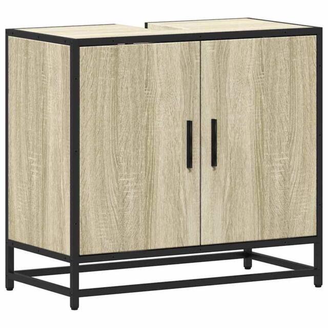 Berkfield Home Bathroom Sink Cabinet Sonoma Oak 65x33x60 cm Engineered Wood in Tan - Size: 65 x 33 x 60 cm - image 1