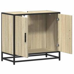 Berkfield Home Bathroom Sink Cabinet Sonoma Oak 65x33x60 cm Engineered Wood in Tan - Size: 65 x 33 x 60 cm - thumbnail 8